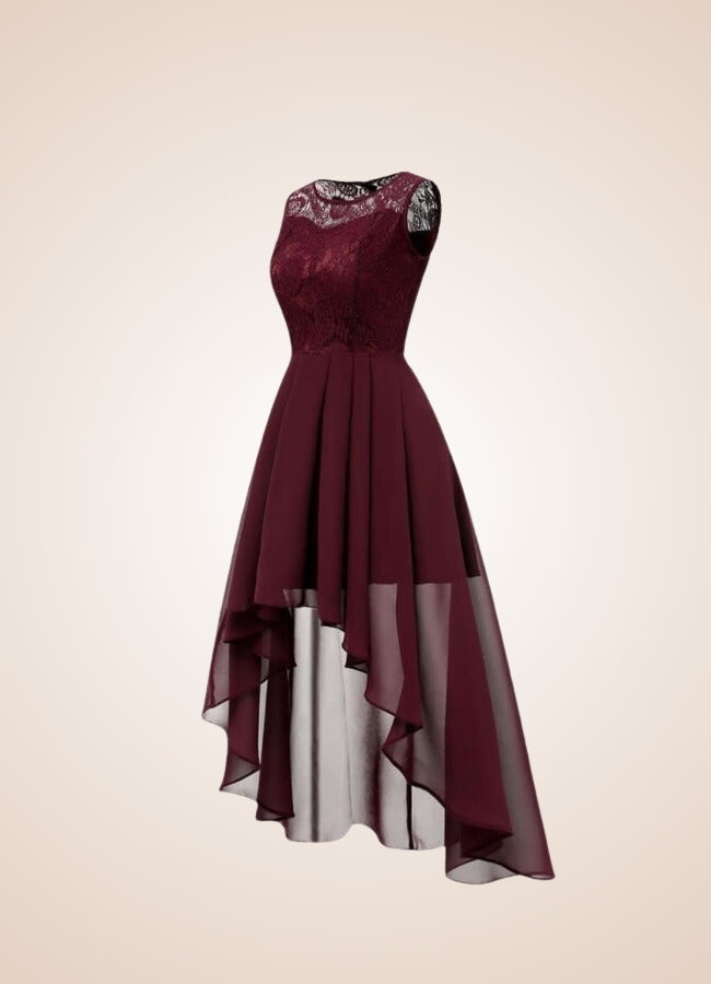 Steampunk Flower Hollow Lace Dress Wine Red / XL steampunk-flower-hollow-lace-dress-wine-red