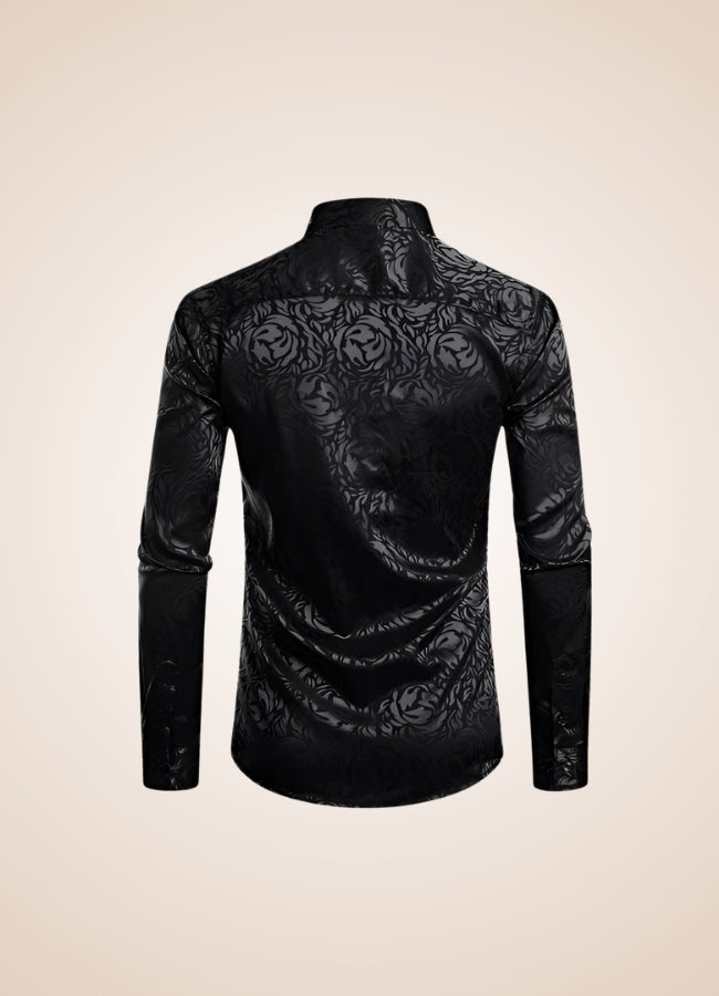 Steampunk Flower Pattern Shirt Black / XL steampunk-flower-pattern-shirt-black