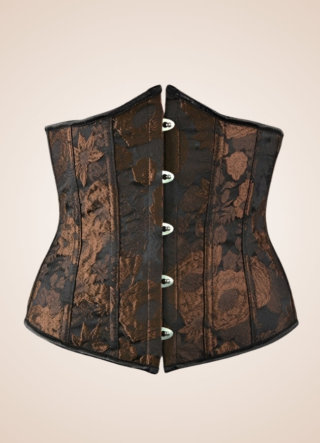 Steampunk Flower Pattern Underbust Corset Brown / 2XL steampunk-flower-pattern-underbust-corset-brown