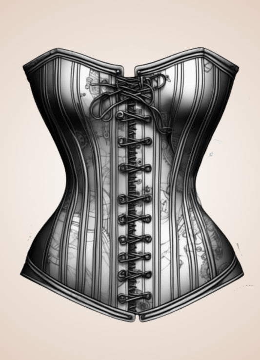 Steampunk Gear Pattern Corset Gray / M steampunk-gear-pattern-corset-gray