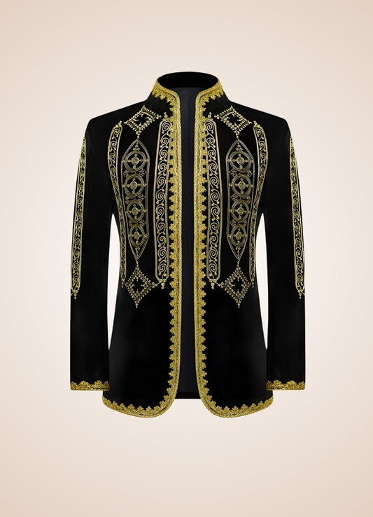 Steampunk Gold Embroidery Jacket Black / 2XL steampunk-gold-embroidery-jacket-black