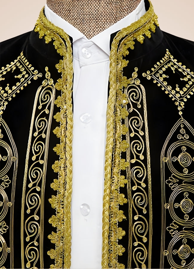 Steampunk Gold Embroidery Jacket Black / 2XL steampunk-gold-embroidery-jacket-black