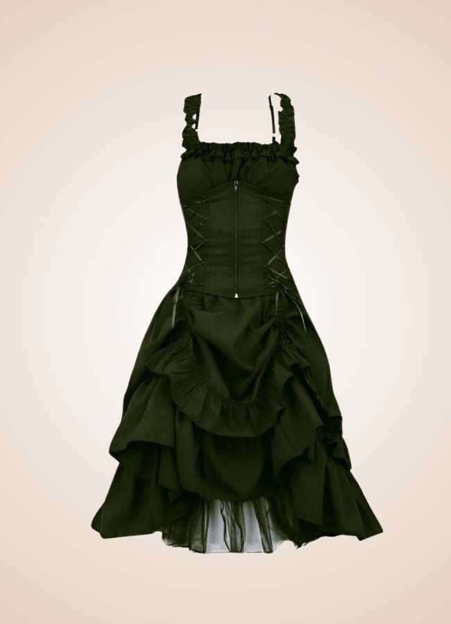 Steampunk Goth Medieval Dress Green / 4XL steampunk-goth-medieval-dress-green