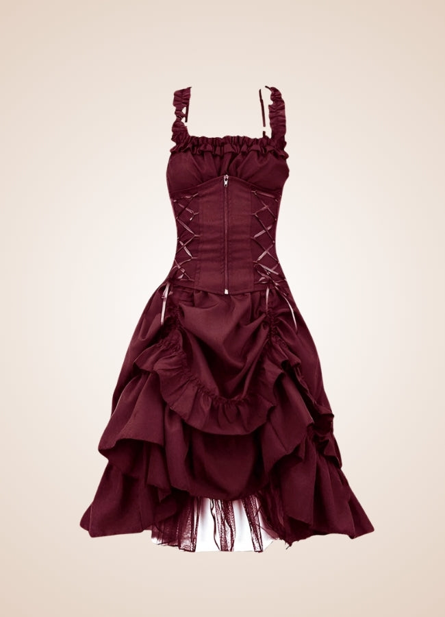 Steampunk Goth Medieval Dress Red / 4XL steampunk-goth-medieval-dress-red