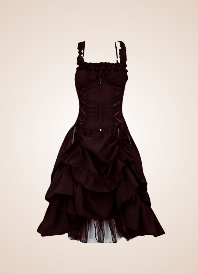 Steampunk Goth Medieval Dress Wine Red / 4XL steampunk-goth-medieval-dress-wine-red