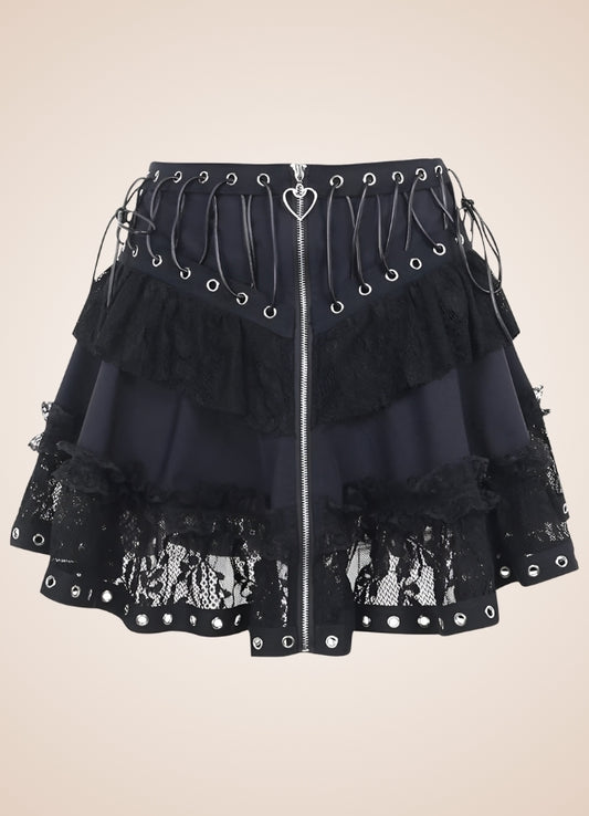 Steampunk Goth Mini Skirt Black / M steampunk-goth-mini-skirt-black