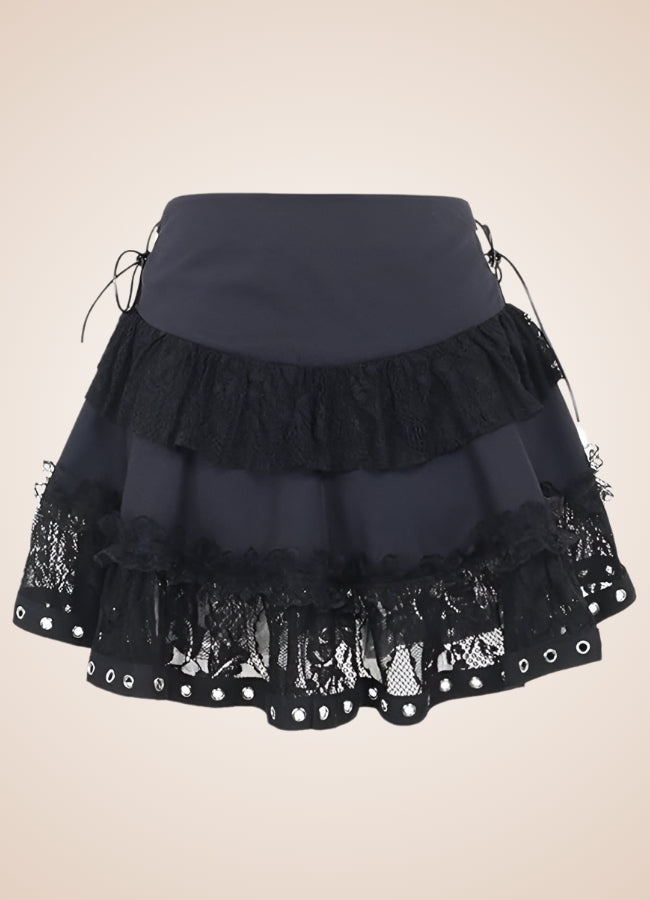 Steampunk Goth Mini Skirt Black / M steampunk-goth-mini-skirt-black