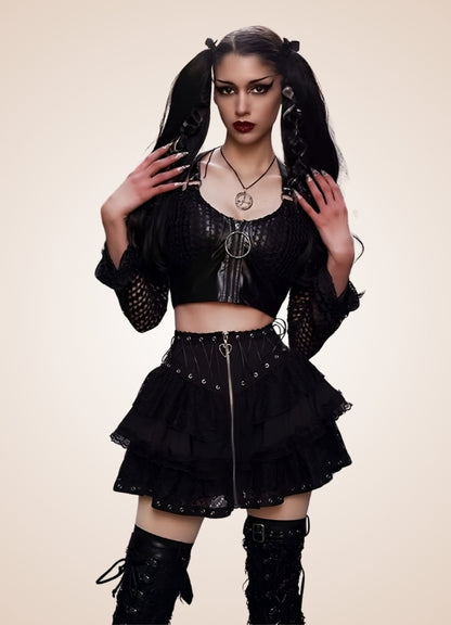 Steampunk Goth Mini Skirt Black / M steampunk-goth-mini-skirt-black
