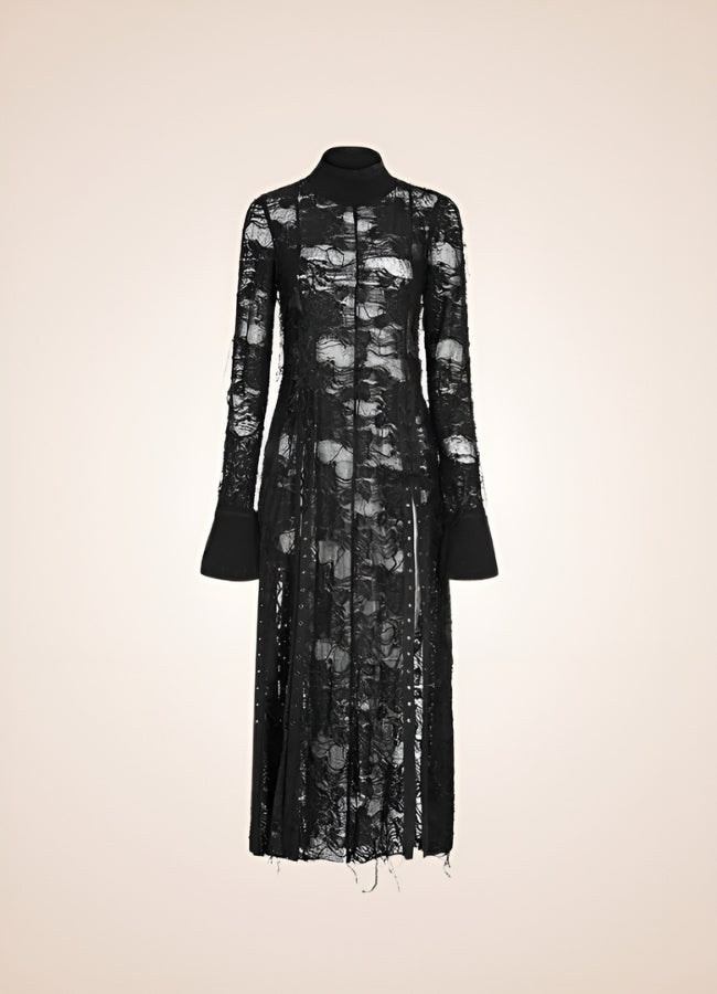 Steampunk Gothic Long Sleeve Dress Black / XL-2XL steampunk-gothic-long-sleeve-dress-black