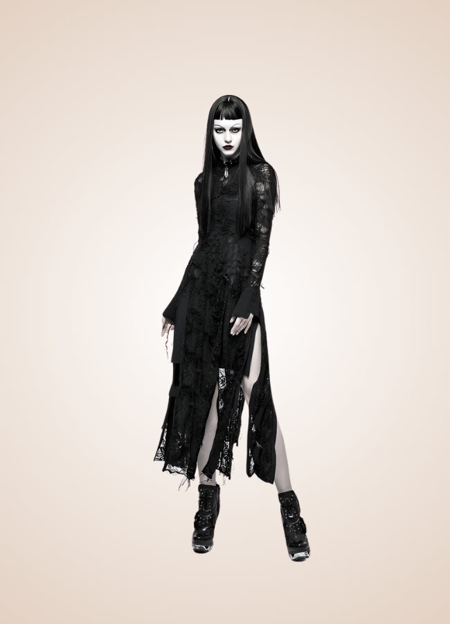 Steampunk Gothic Long Sleeve Dress Black / XL-2XL steampunk-gothic-long-sleeve-dress-black