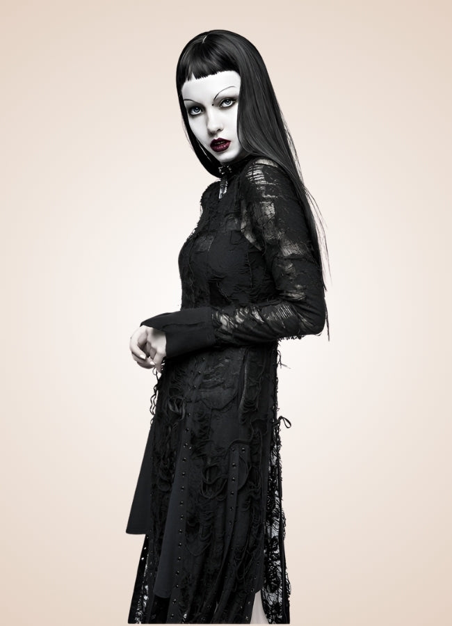 Steampunk Gothic Long Sleeve Dress Black / XL-2XL steampunk-gothic-long-sleeve-dress-black