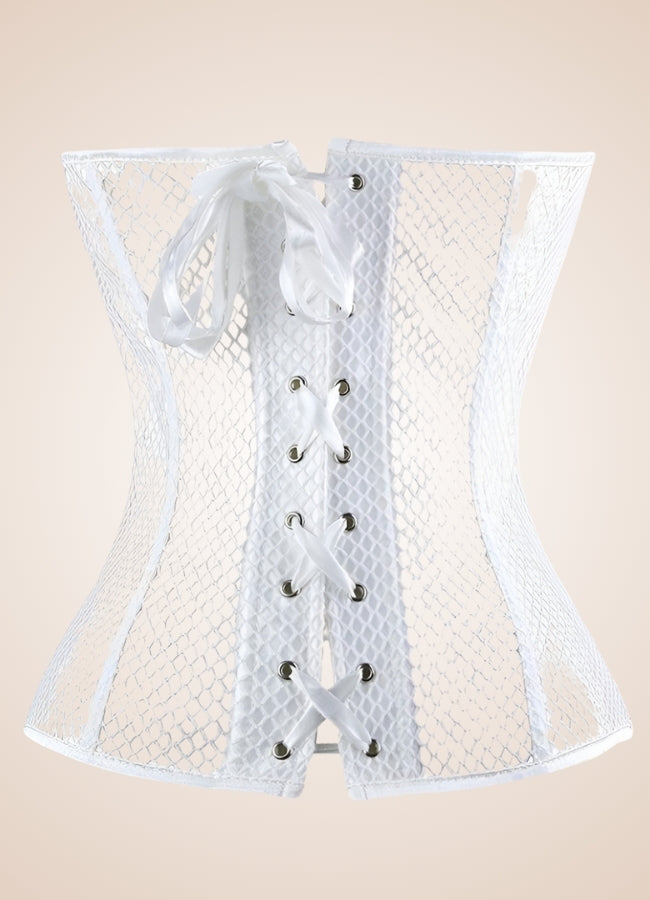 Steampunk Gothic Mesh Corset White / 4XL steampunk-gothic-mesh-corset-white