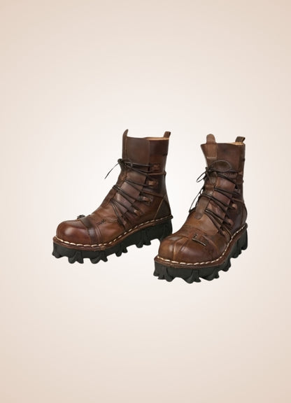 Steampunk Gothic Style Boots Dark Brown / 15.0 steampunk-gothic-style-boots-dark-brown