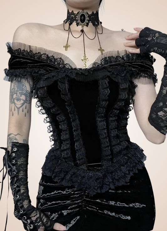 Steampunk Gothic Velvet Top Black / M steampunk-gothic-velvet-top-black