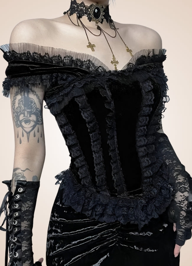 Steampunk Gothic Velvet Top Black / M steampunk-gothic-velvet-top-black