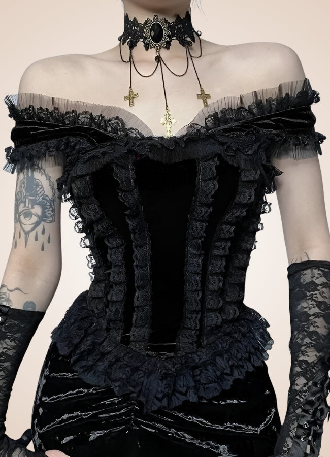 Steampunk Gothic Velvet Top Black / M steampunk-gothic-velvet-top-black