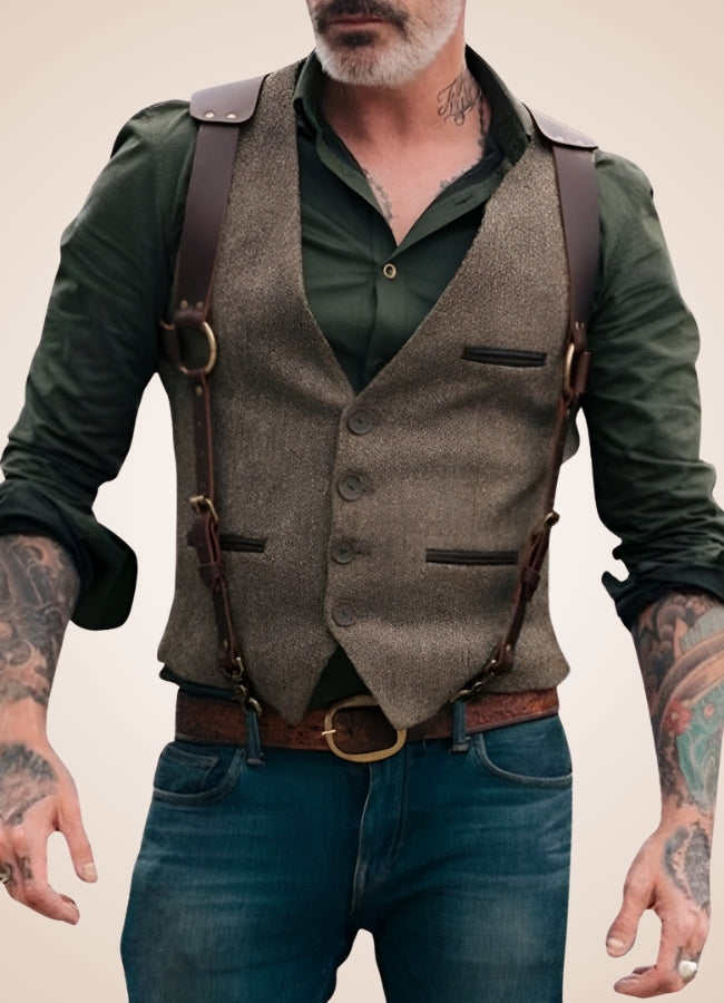 Steampunk Herringbone Vest Coffee / 2XL steampunk-herringbone-vest-coffee