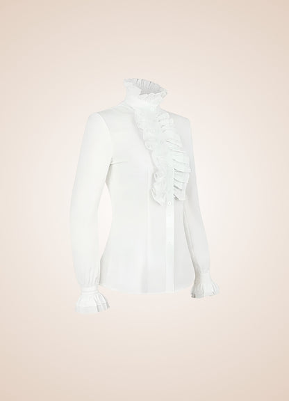 Steampunk High Collar Shirt White / XL steampunk-high-collar-shirt-white