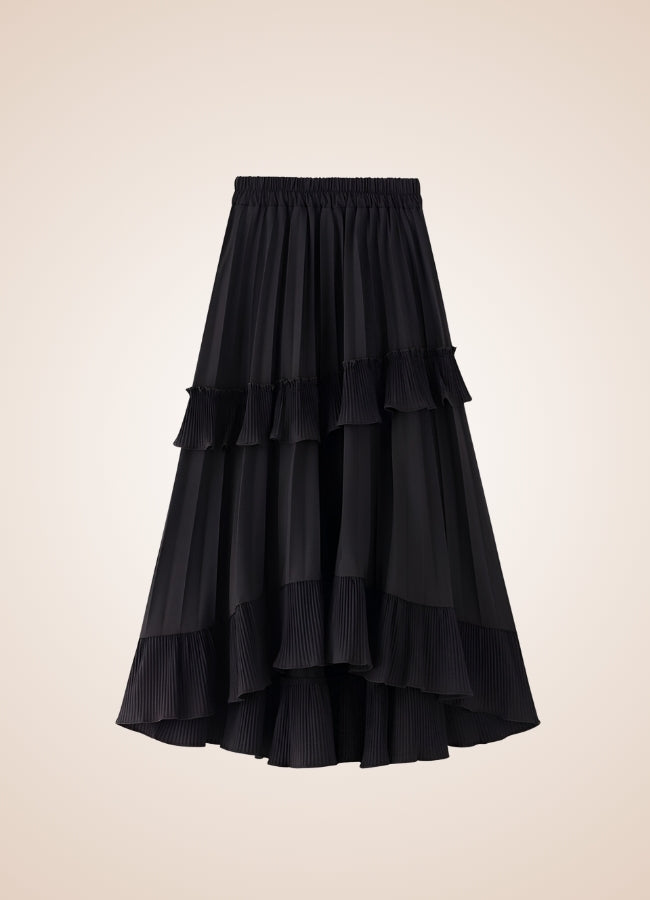 Steampunk High Waist Layered Skirt Black / One Size steampunk-high-waist-layered-skirt-black