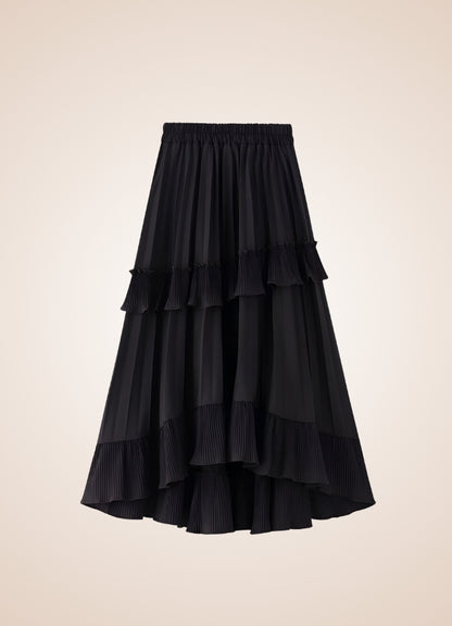 Steampunk High Waist Layered Skirt Black / One Size steampunk-high-waist-layered-skirt-black