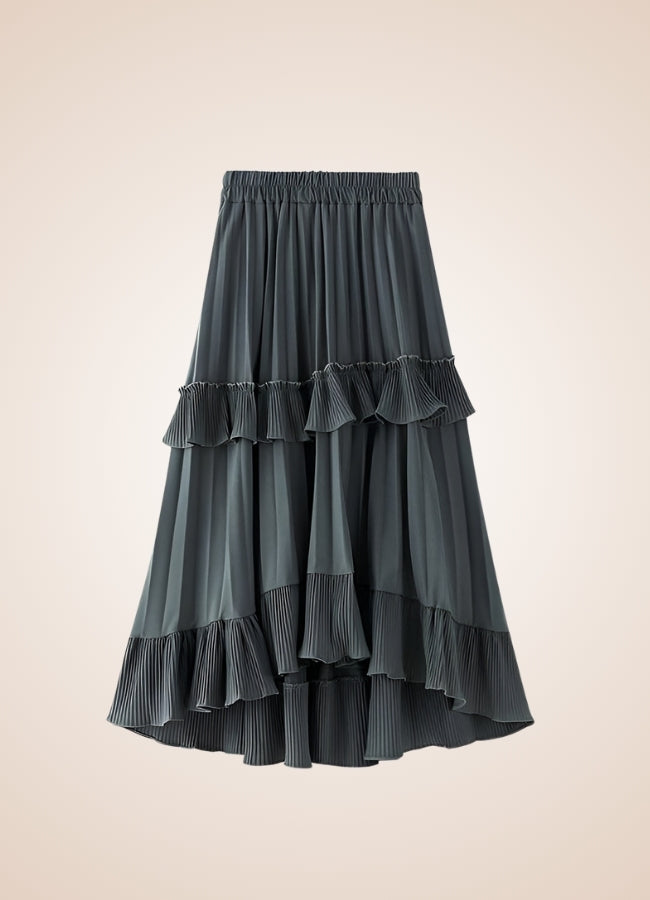 Steampunk High Waist Layered Skirt Grey / One Size steampunk-high-waist-layered-skirt-grey