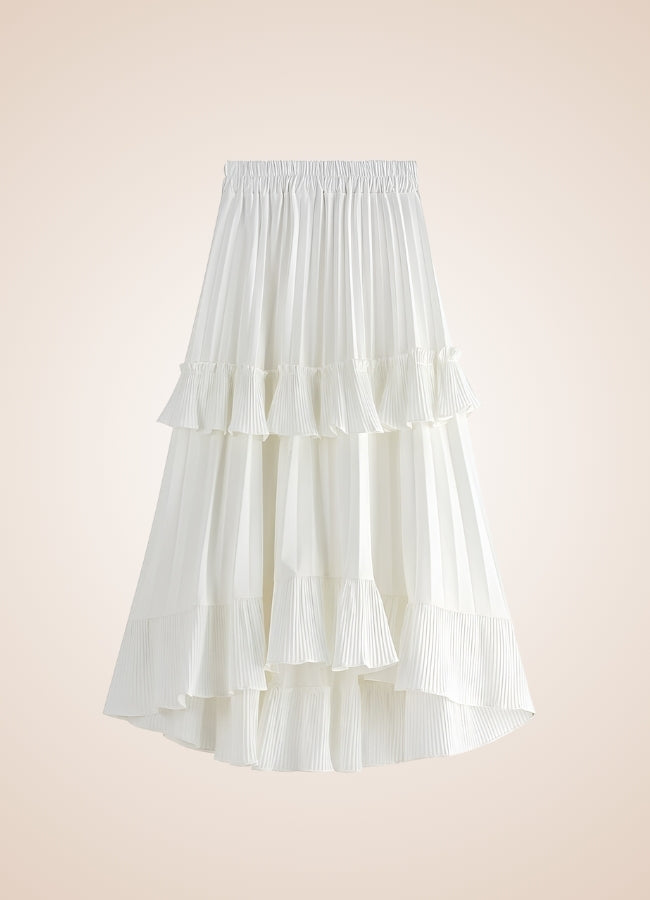 Steampunk High Waist Layered Skirt White / One Size steampunk-high-waist-layered-skirt-white