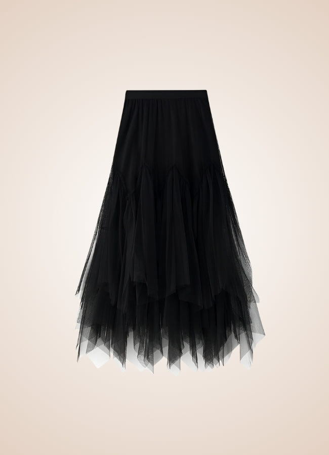 Steampunk Irregular Long Tulle Skirt Black / One Size steampunk-irregular-long-tulle-skirt-black