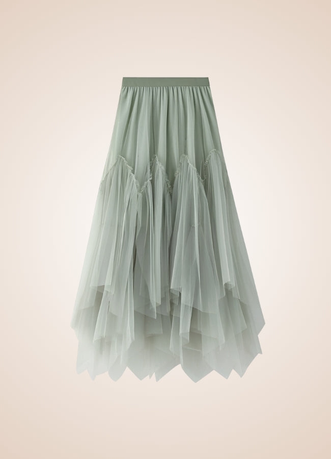 Steampunk Irregular Long Tulle Skirt Green / One Size steampunk-irregular-long-tulle-skirt-green