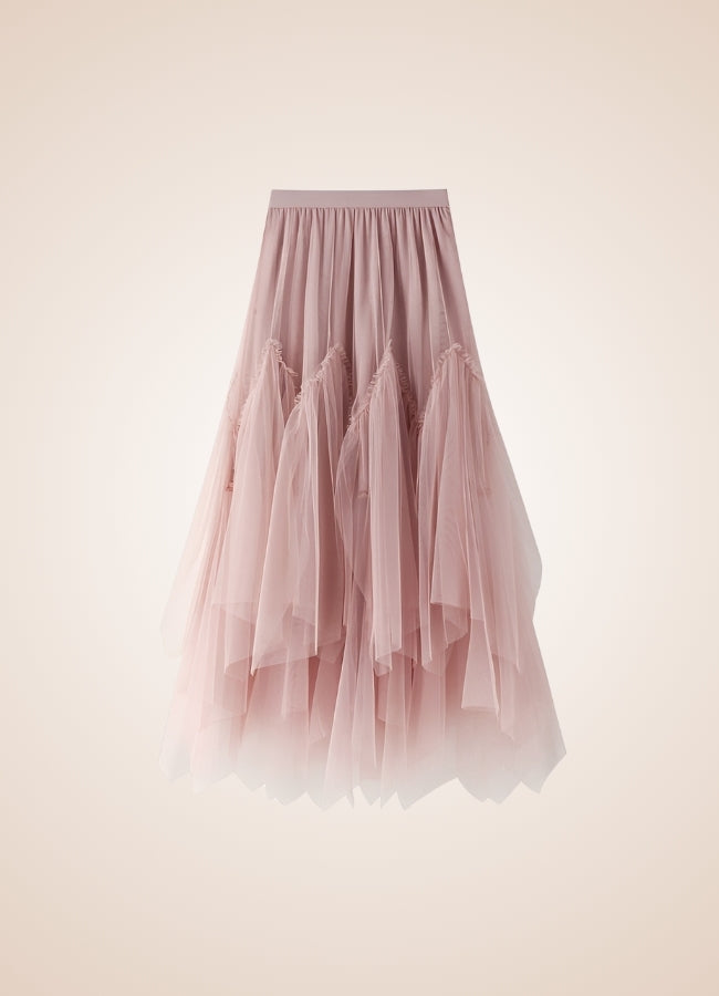 Steampunk Irregular Long Tulle Skirt Pink / One Size steampunk-irregular-long-tulle-skirt-pink