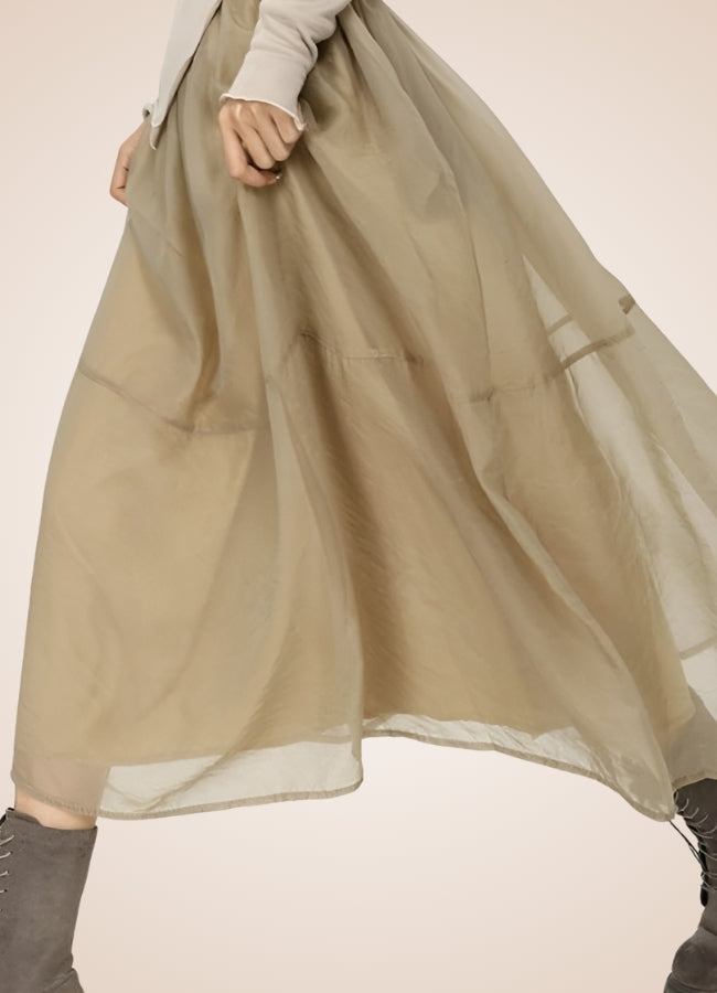 Steampunk Khaki Long Skirt Beige / M steampunk-khaki-long-skirt-beige