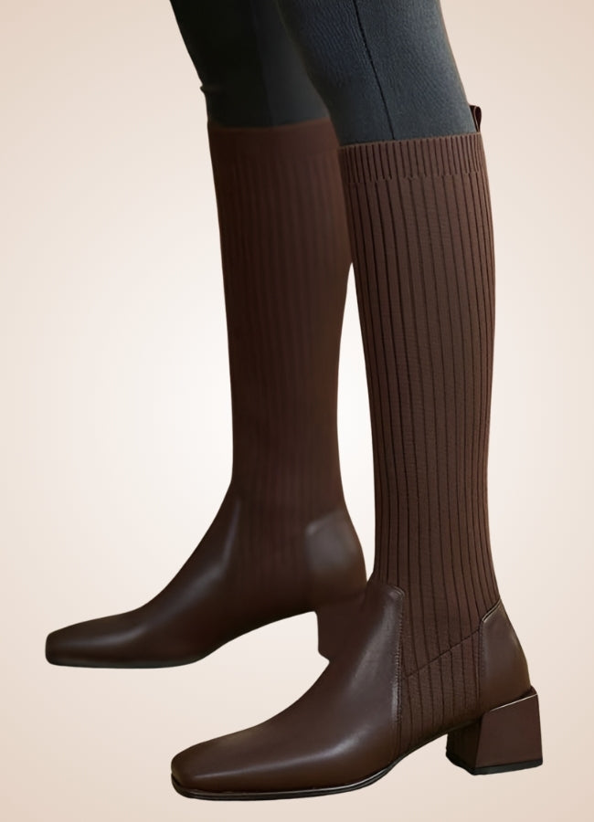 Steampunk Knee High Knit Boots Brown / 9.5 steampunk-knee-high-knit-boots-brown