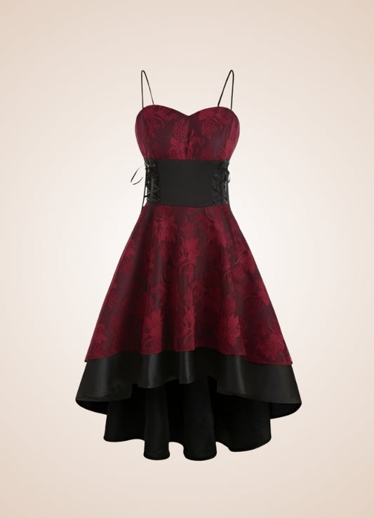 Steampunk Lace Hollow Out Dress Red / XL steampunk-lace-hollow-out-dress-red