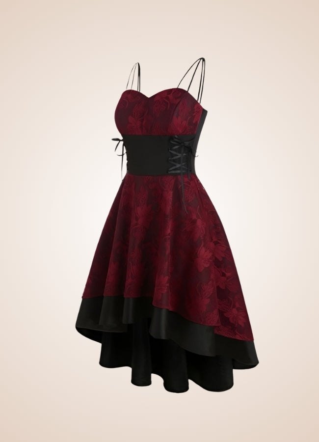 Steampunk Lace Hollow Out Dress Red / XL steampunk-lace-hollow-out-dress-red