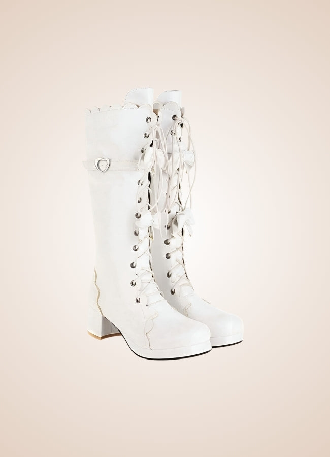 Steampunk Lace Up Lolita Boots White / 12.5 steampunk-lace-up-lolita-boots-white