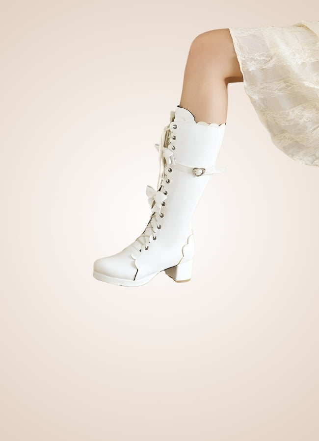 Steampunk Lace Up Lolita Boots White / 12.5 steampunk-lace-up-lolita-boots-white