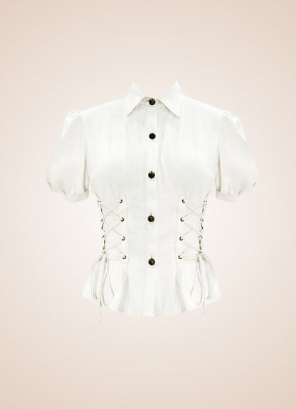 Steampunk Lace Up Top White / 2XL steampunk-lace-up-top-white