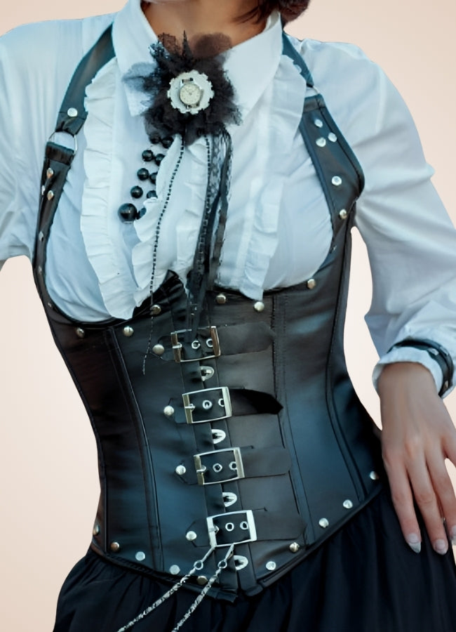 Steampunk Leather Gothic Corset Black / 4XL steampunk-leather-gothic-corset-black