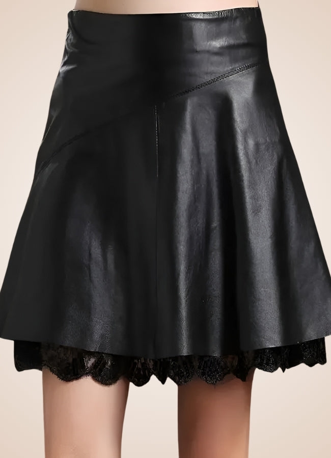 Steampunk Leather Mini Skirt Black / 3XL steampunk-leather-mini-skirt-black