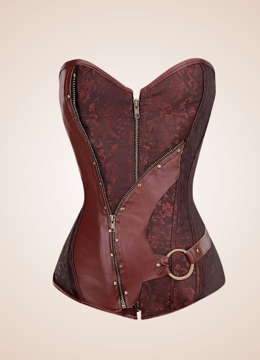Steampunk Leather Zipper Corset Brown / 4XL steampunk-leather-zipper-corset-brown