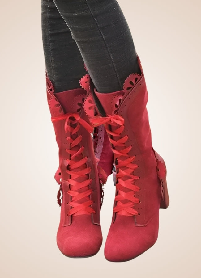 Steampunk Lolita Boots Red / 12.5 steampunk-lolita-boots-red