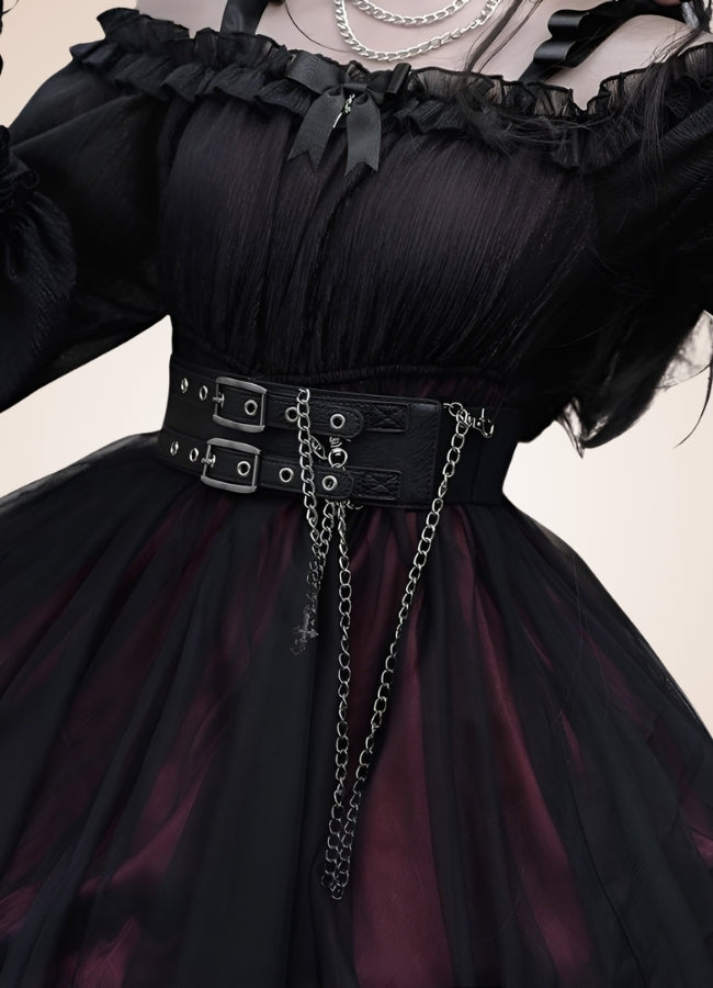 Steampunk Lolita Party Dress Black Red / L steampunk-lolita-party-dress-black-red