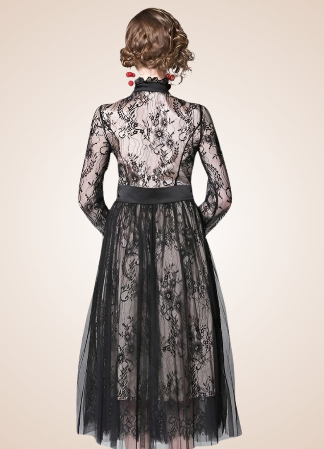 Steampunk Long Sleeve Lace Dress Black / XL steampunk-long-sleeve-lace-dress-black