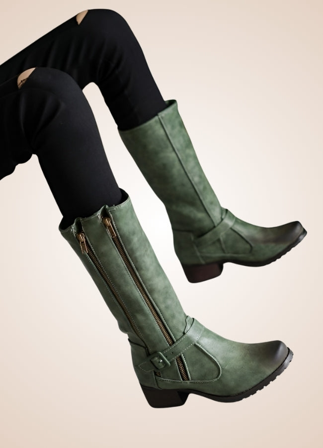 Steampunk Low Block Heel Boots Green / 15.5 steampunk-low-block-heel-boots-green