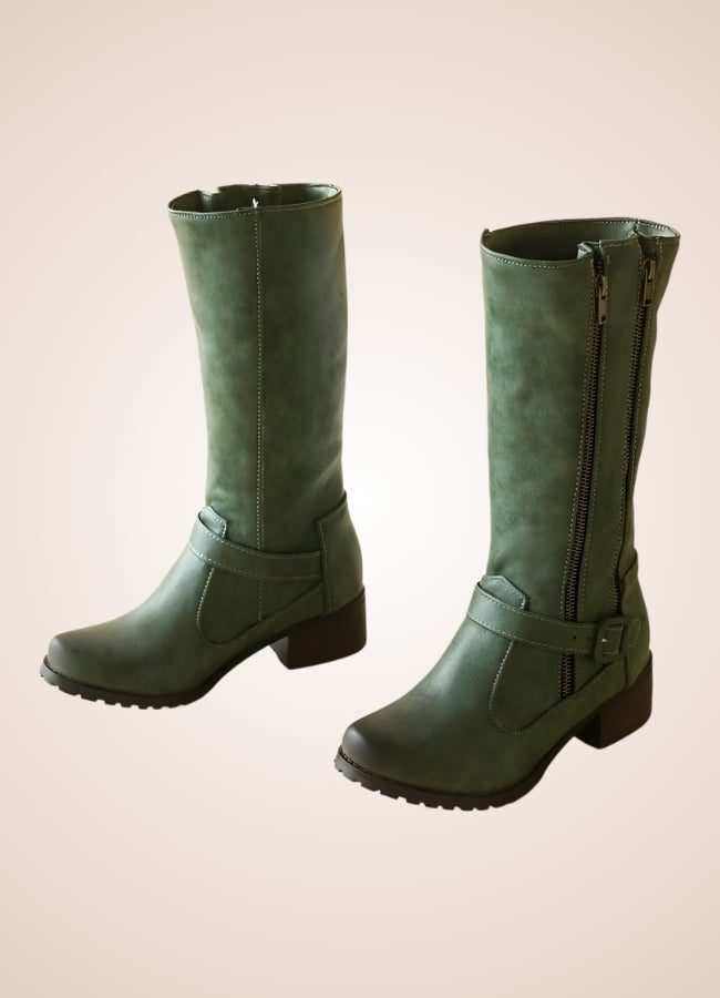 Steampunk Low Block Heel Boots Green / 15.5 steampunk-low-block-heel-boots-green