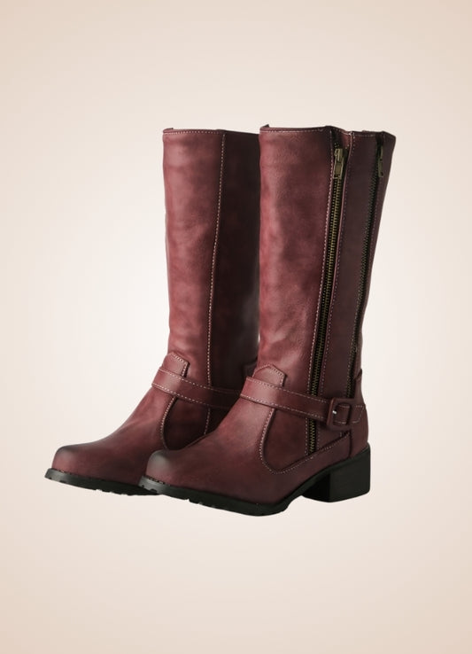 Steampunk Low Block Heel Boots Wine Red / 15.5 steampunk-low-block-heel-boots-wine-red