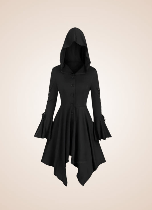 Steampunk Medieval Hooded Dress Black / XL steampunk-medieval-hooded-dress-black