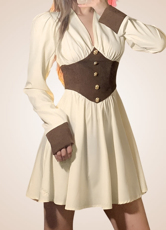 Steampunk Medieval Mini Dress Apricot / L steampunk-medieval-mini-dress-apricot