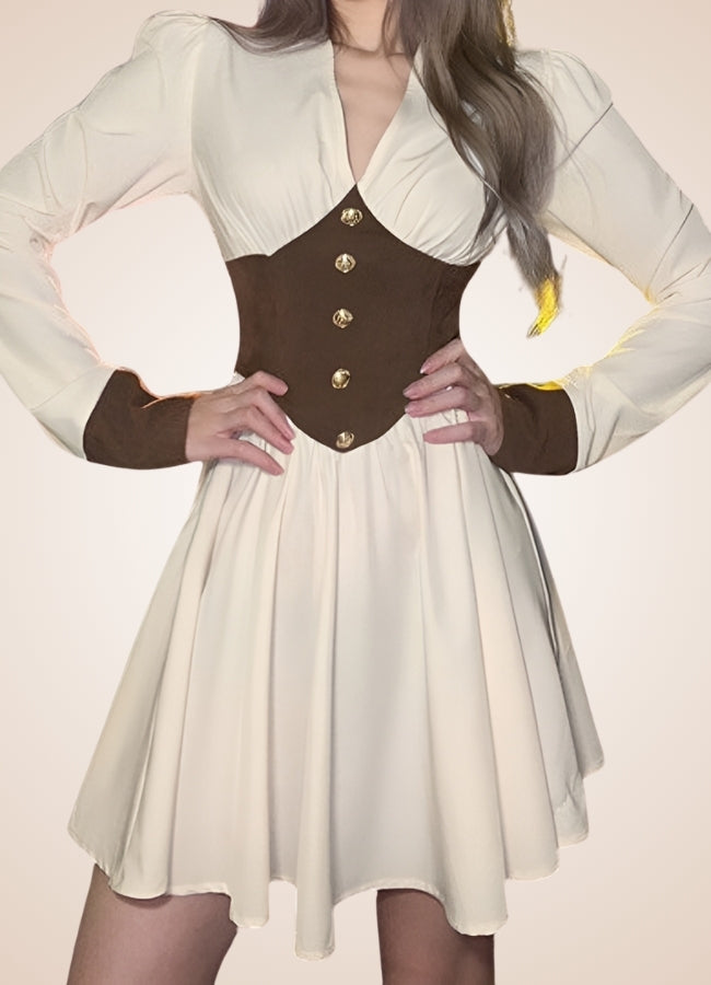 Steampunk Medieval Mini Dress Apricot / L steampunk-medieval-mini-dress-apricot