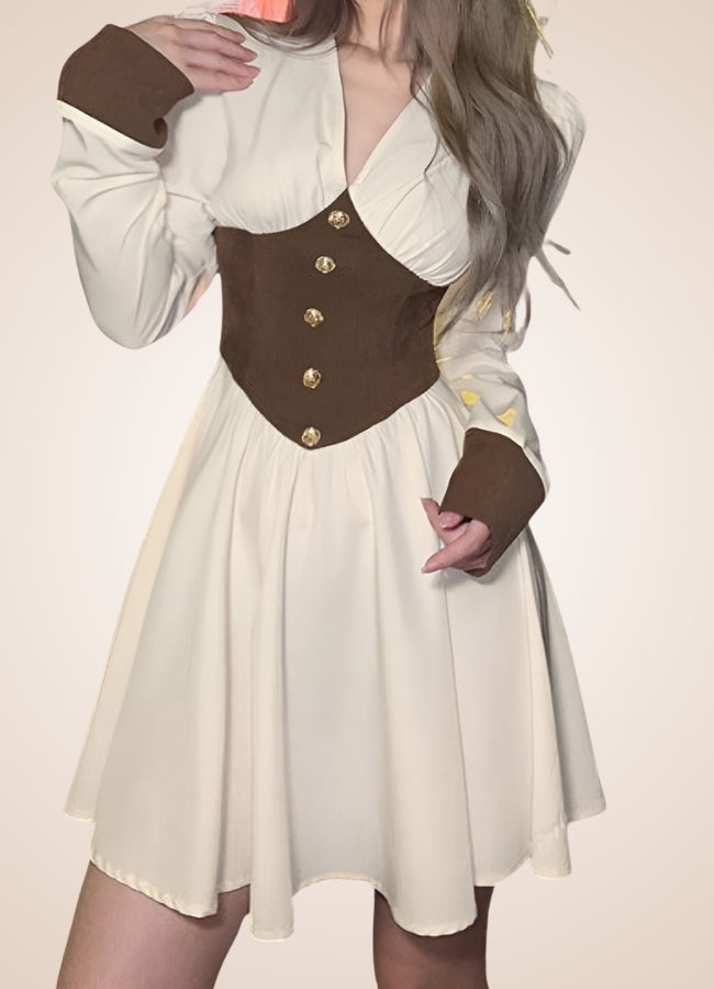 Steampunk Medieval Mini Dress Apricot / L steampunk-medieval-mini-dress-apricot