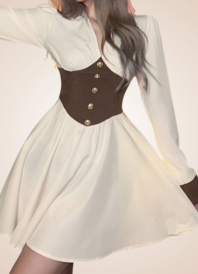 Steampunk Medieval Mini Dress Apricot / L steampunk-medieval-mini-dress-apricot